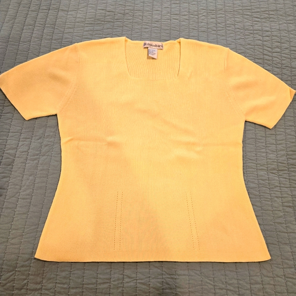 Yellow Short Sleeve Dress Barn Sweater, Size L